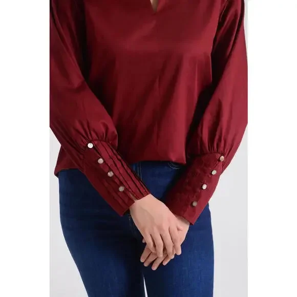 Harshman Cerys Blouse Burgundy Size Small - Picture 3 of 3